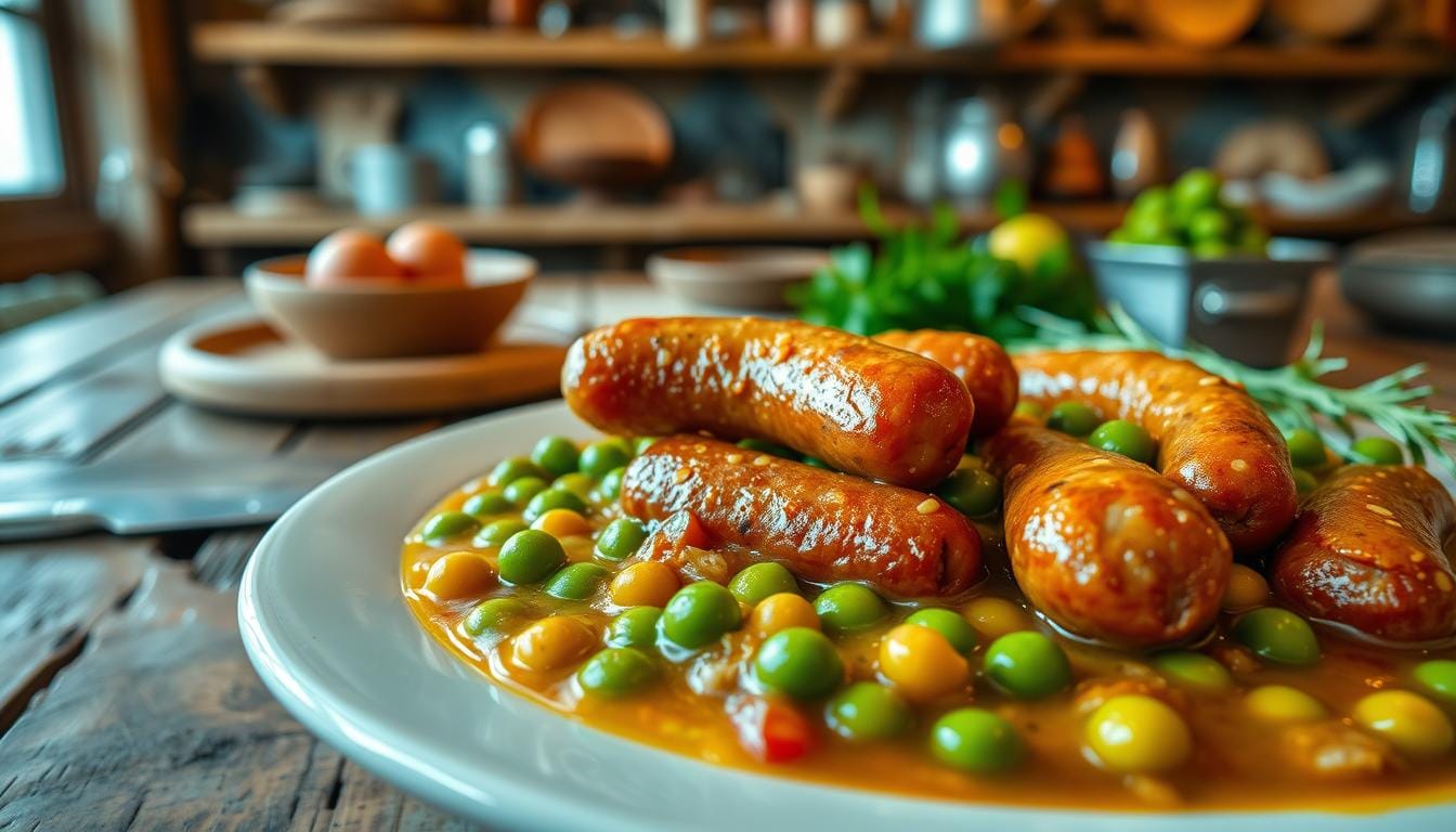 piselli stufati con salsicce