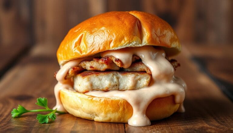 Fish burger with tuna sauce