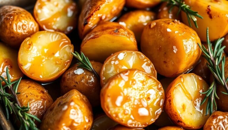 Honey glazed new potatoes