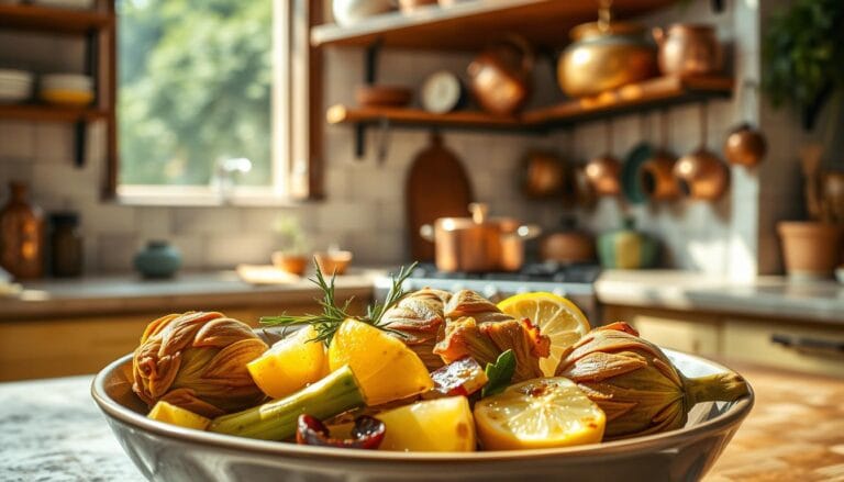 Neapolitan-style braised artichokes