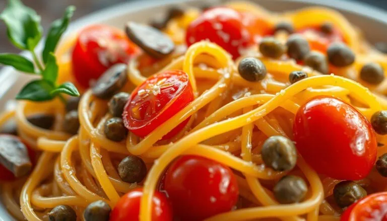 Pasta with cherry tomatoes, anchovies, and capers