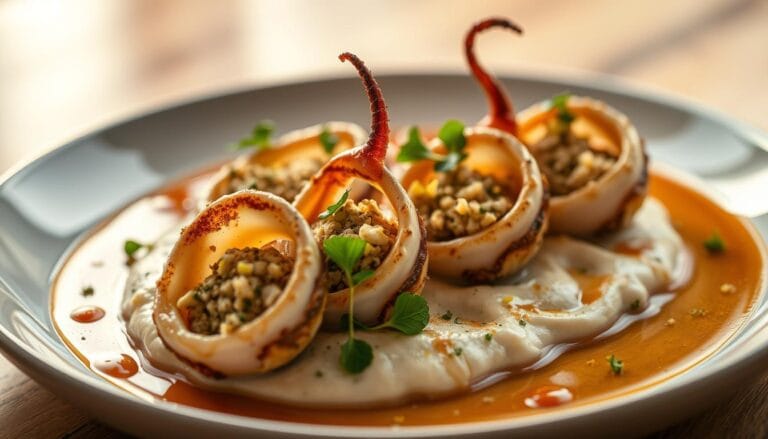 Stuffed calamari with ground swordfish
